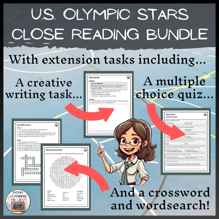 U.S. Olympic Stars Close Reading Comprehension Bundle | 3rd & 4th Grade