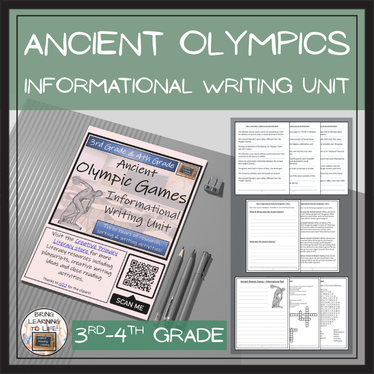 Ancient Olympic Games Informational Writing Unit | 3rd Grade & 4th Grade