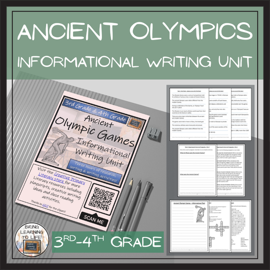 Ancient Olympic Games Informational Writing Unit | 3rd Grade & 4th Grade