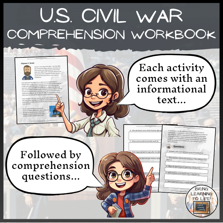 American Civil War Reading Comprehension Workbook | 5th-6th Grade