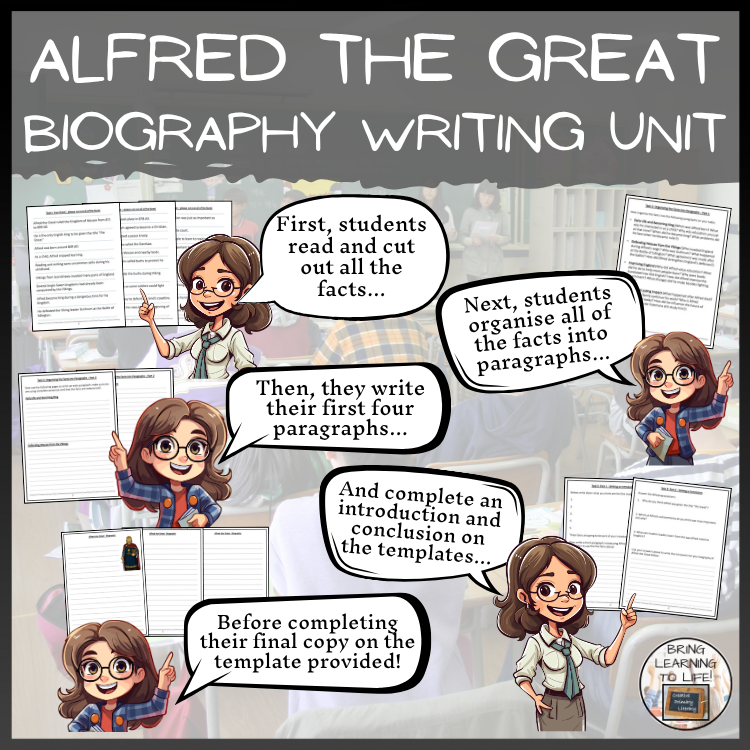 Alfred the Great Close Reading & Biography Writing Bundle | 5th-6th Grade