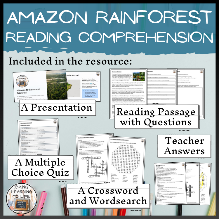 Amazon Rainforest Close Reading Comprehension Activities | 5th–6th Grade