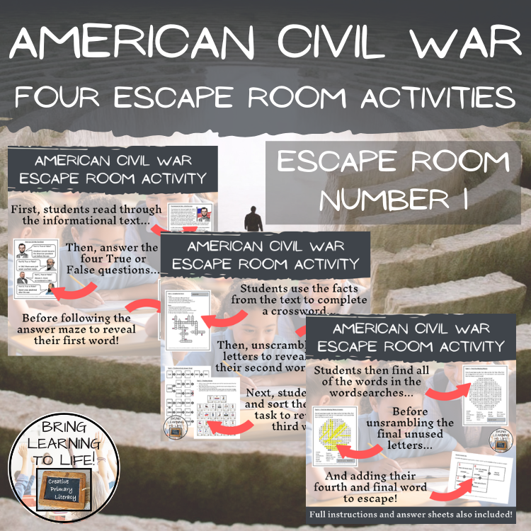 American Civil War Escape Room Activity Bundle | 5th & 6th Grade