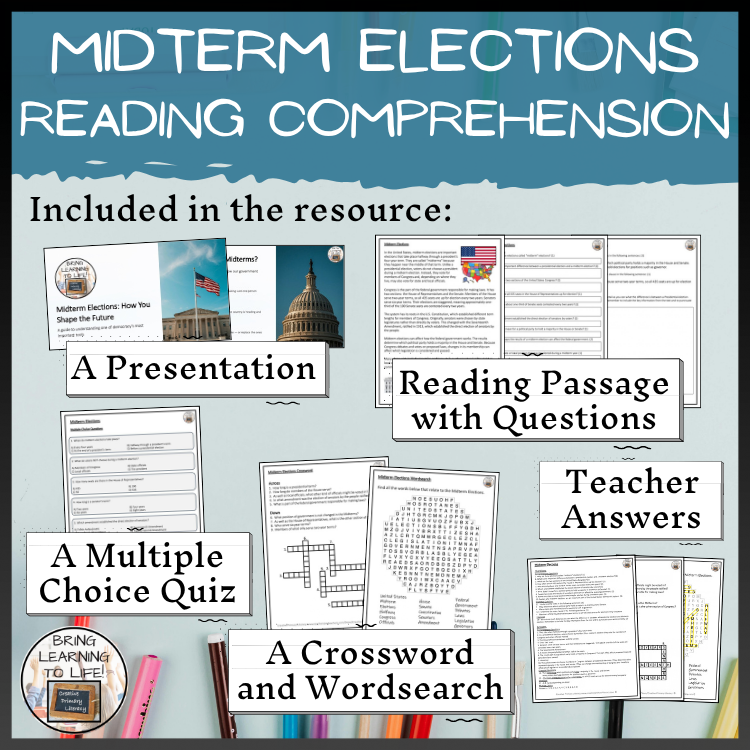 Midterm Elections Reading Comprehension Activities | 5th & 6th Grade