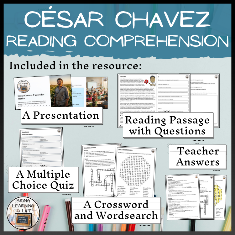 Cesar Chavez Close Reading Comprehension Activities | 5th–6th Grade