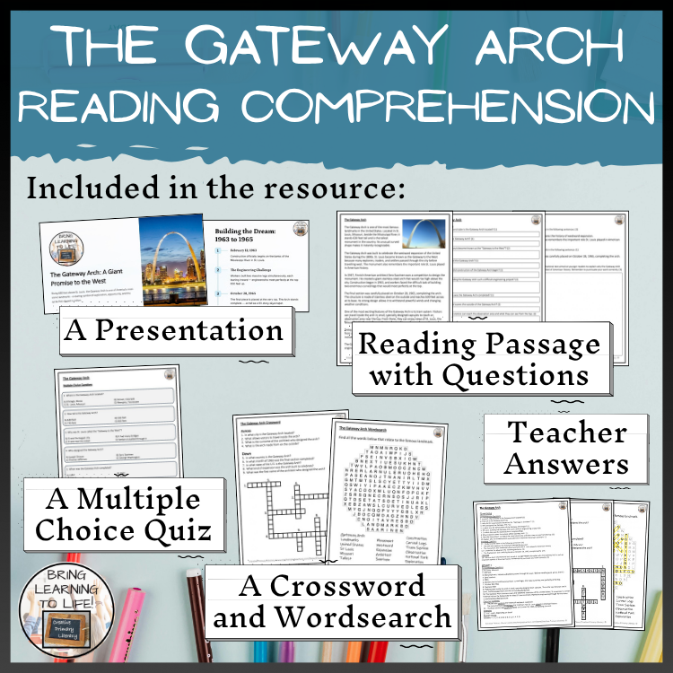 The Gateway Arch Reading Comprehension Activities | 5th Grade & 6th Grade