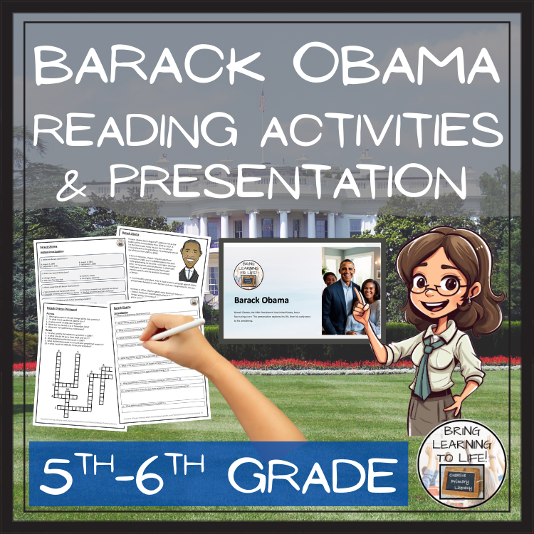 Barack Obama Close Reading Comprehension Activities | 5th Grade & 6th Grade