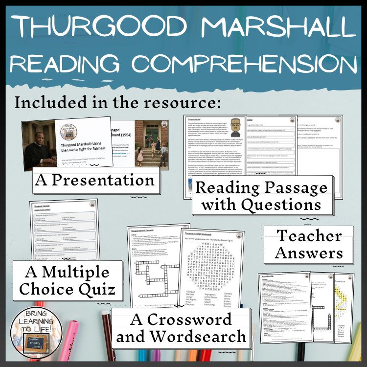 Thurgood Marshall Reading Comprehension Activities | 5th Grade & 6th Grade