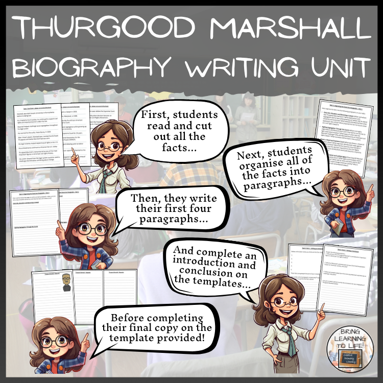 Thurgood Marshall Reading Comprehension & Biography Bundle | 5th & 6th Grade