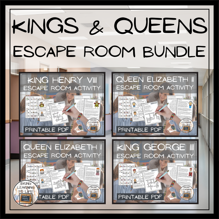 Kings and Queens of England Escape Room Activity Bundle | 5th & 6th Grade