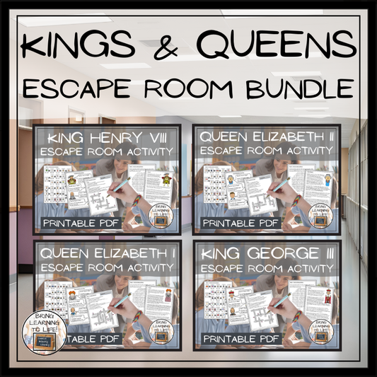 Kings and Queens of England Escape Room Activity Bundle | 5th & 6th Grade