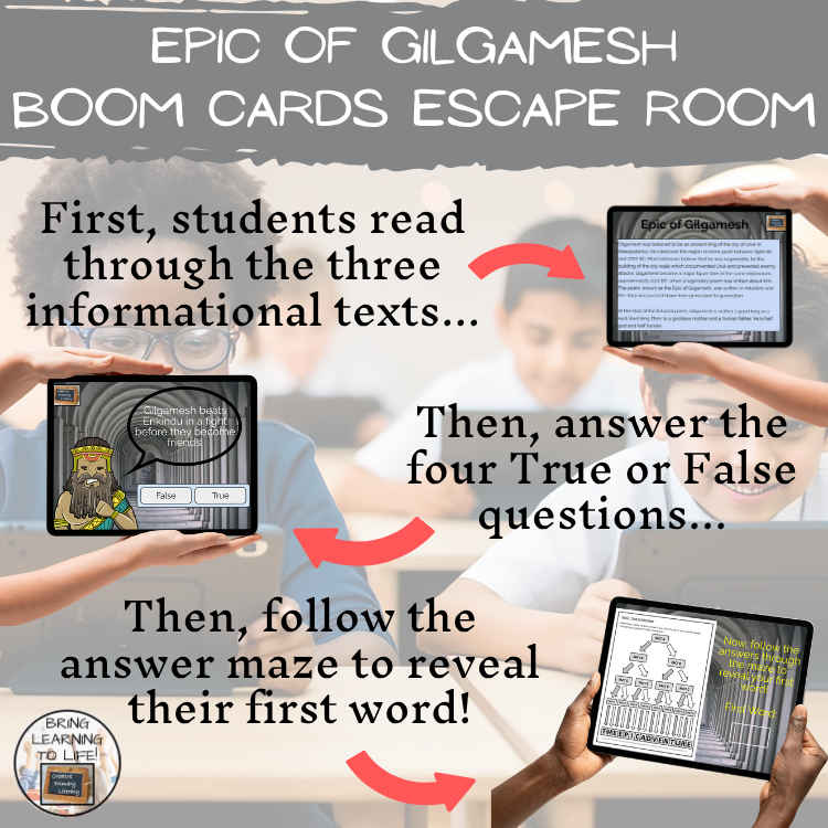 Epic of Gilgamesh BOOM Cards Escape Room | Digital ELA Reading Activity