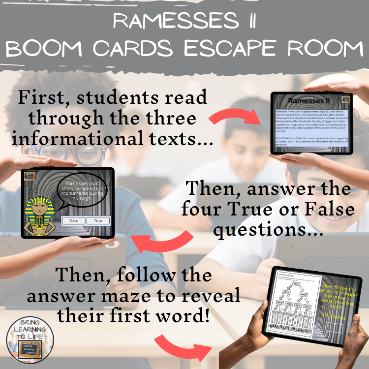 Ramesses II BOOM Cards Escape Room | Digital ELA Reading Activity