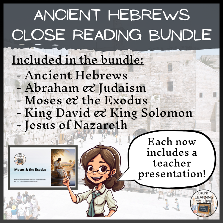 Ancient Hebrews Close Reading Comprehension Bundle | 5th Grade & 6th Grade