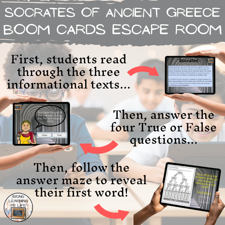 Socrates BOOM Cards Escape Room | Digital ELA Reading Activity