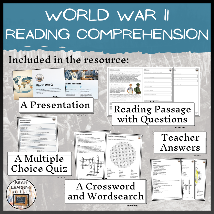 World War II Close Reading Passage & Comprehension Activities | 5th–6th Grade