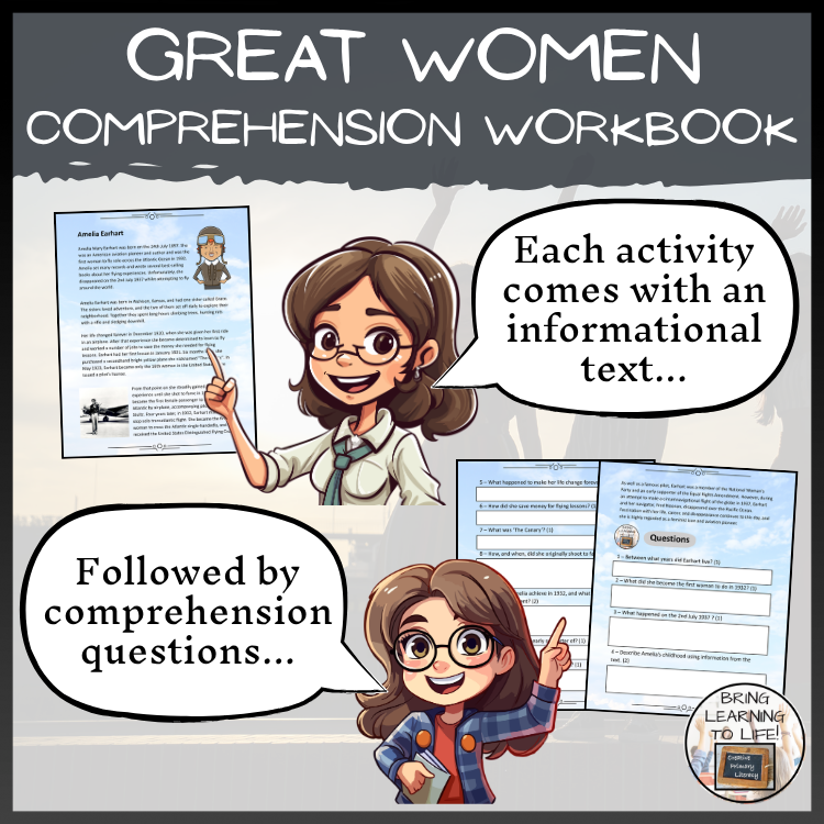 Great Women from History Reading Comprehension Workbook | 5th-6th Grade