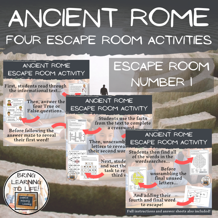 Ancient Rome Escape Room Activity Bundle | 5th Grade & 6th Grade
