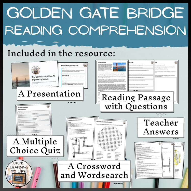 Golden Gate Bridge Reading Comprehension Activities | 5th Grade & 6th Grade