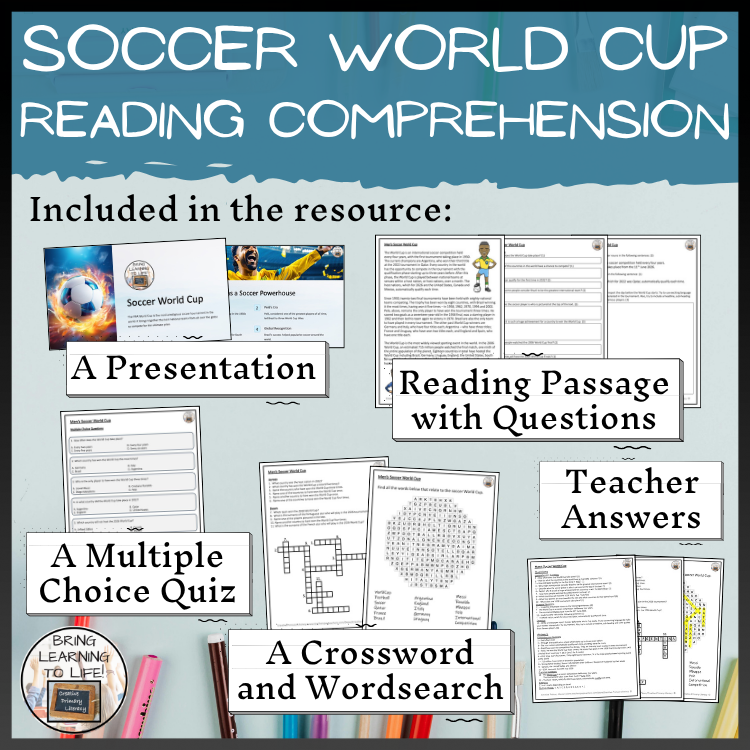 Soccer World Cup Close Reading Comprehension Activity | 5th Grade & 6th Grade