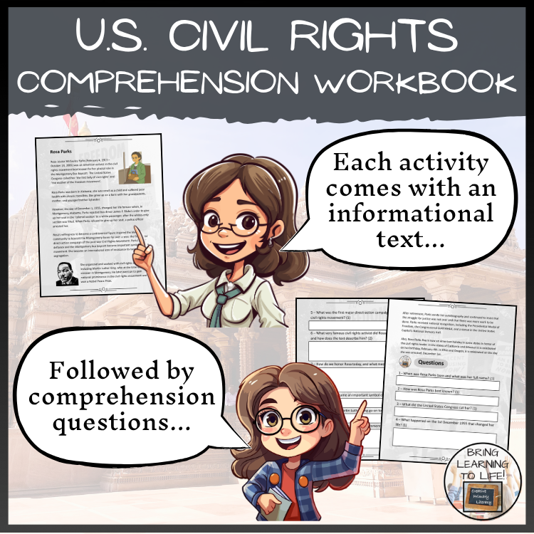 U.S. Civil Rights Reading Comprehension Workbook | 5th-6th Grade