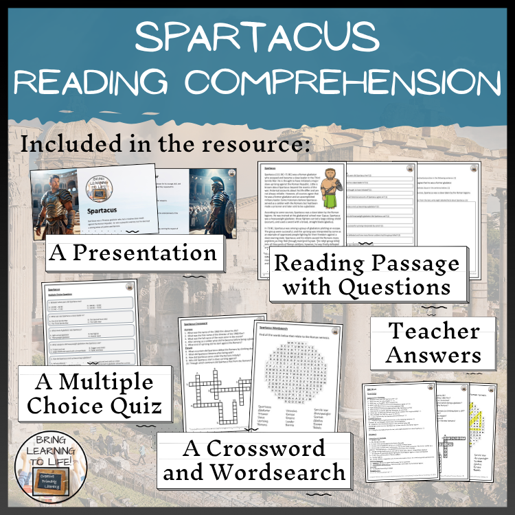 Spartacus Close Reading Comprehension Activity | 5th Grade & 6th Grade