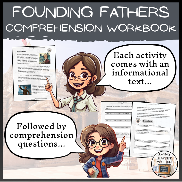 Founding Fathers Reading Comprehension Workbook | 5th-6th Grade