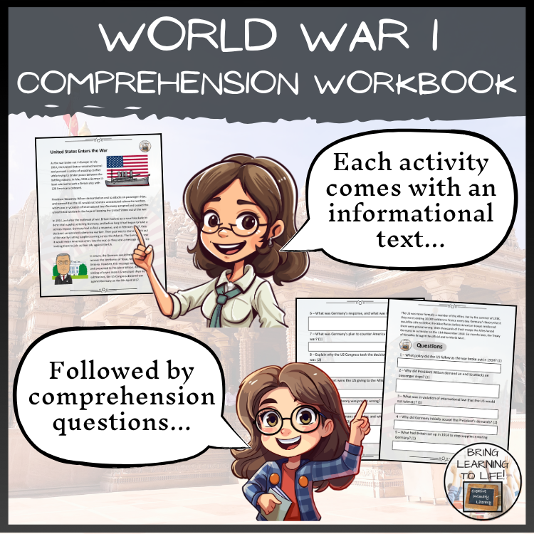 World War I Reading Comprehension Workbook | 5th-6th Grade