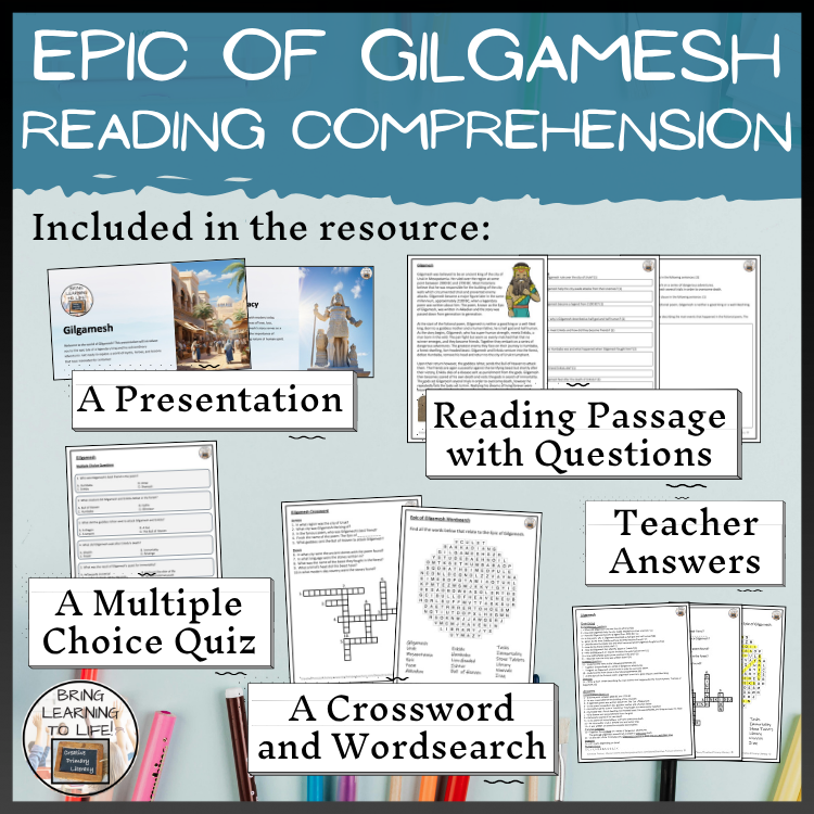 Epic of Gilgamesh Close Reading Comprehension Activities | 5th Grade & 6th Grade