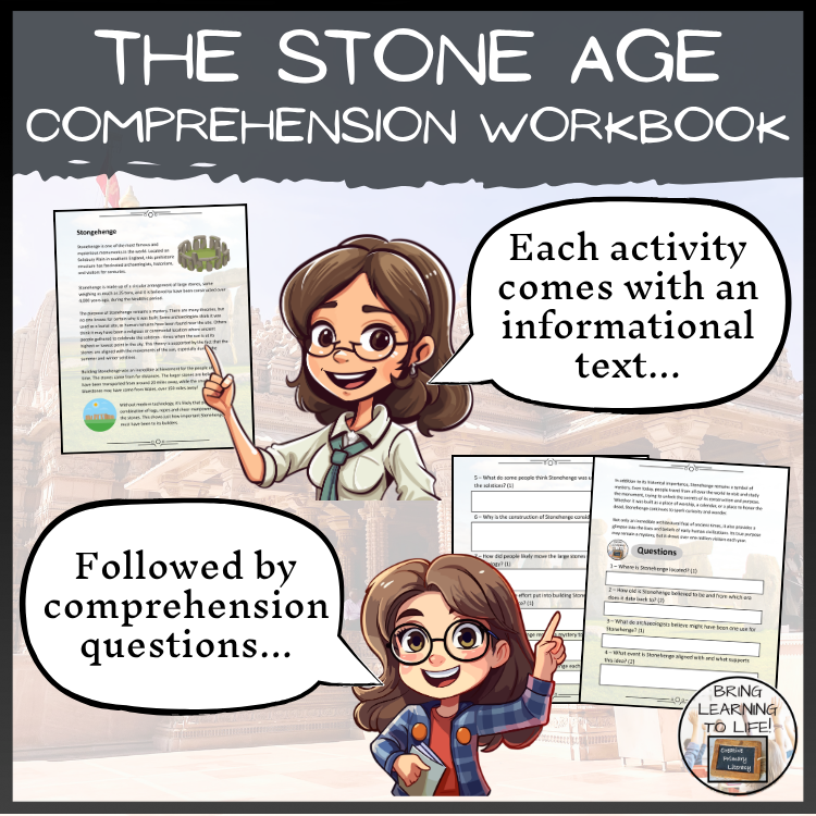 The Stone Age Reading Comprehension Workbook | 5th-6th Grade