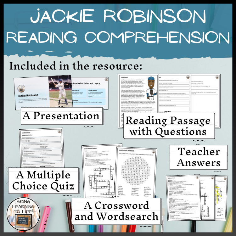 Jackie Robinson Close Reading Comprehension Activities | 5th Grade & 6th Grade