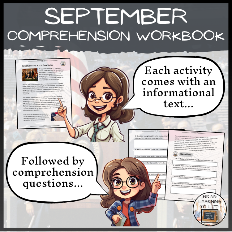 September in History Reading Comprehension Workbook | 5th-6th Grade