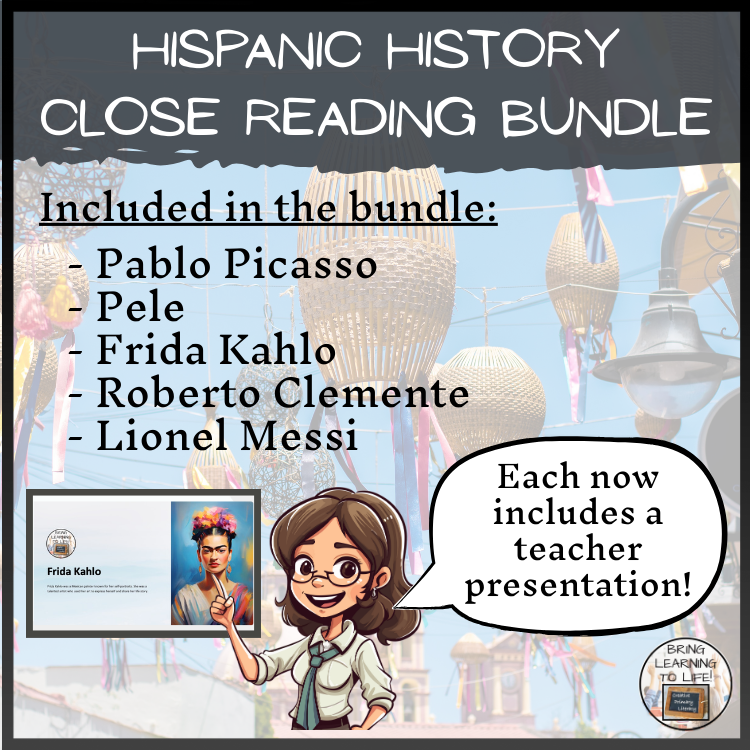 Hispanic Heritage Close Reading Comprehension Activity Bundle | 5th & 6th Grade