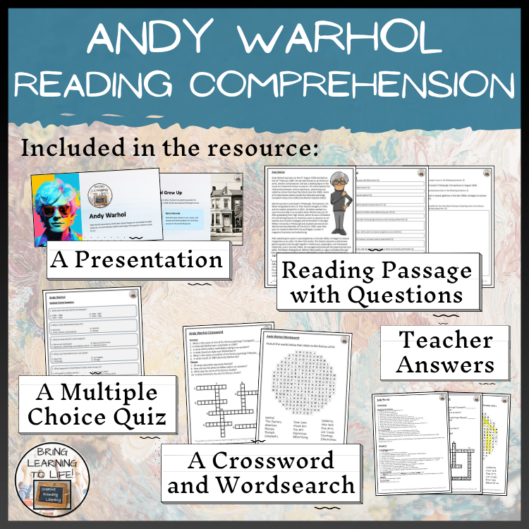 Andy Warhol Close Reading Comprehension Activities | 5th Grade & 6th Grade
