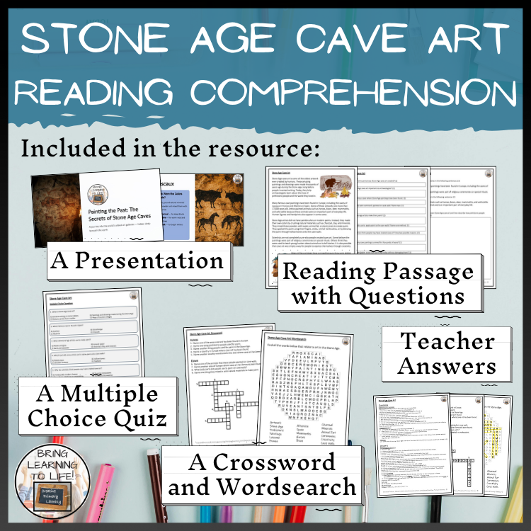 Stone Age Cave Art Close Reading Comprehension Activities | 5th-6th Grade