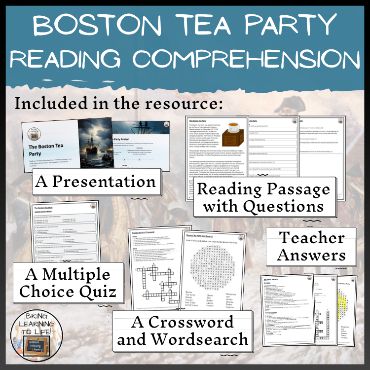 Boston Tea Party Close Reading Comprehension Activities | 5th Grade & 6th Grade