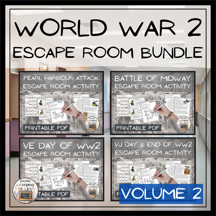 World War 2 Volume II Escape Room Activity Bundle | 5th & 6th Grade