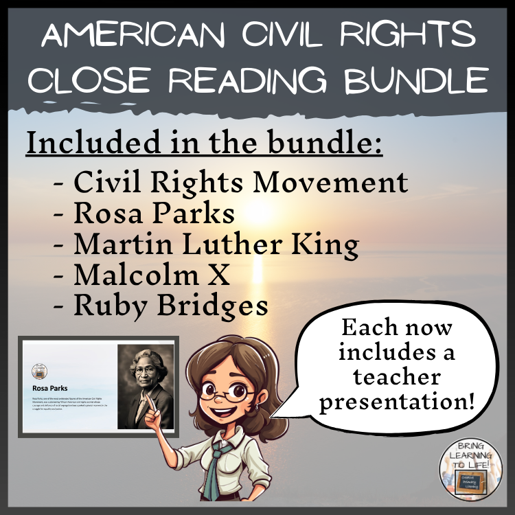 Civil Rights Movement Close Reading Comprehension Bundle | 5th Grade & 6th Grade