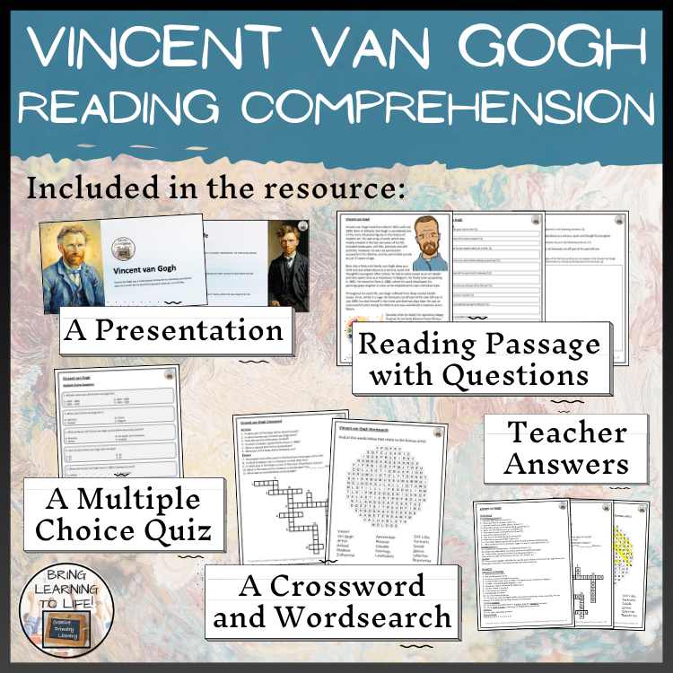 Vincent van Gogh Close Reading Comprehension Activities | 5th Grade & 6th Grade