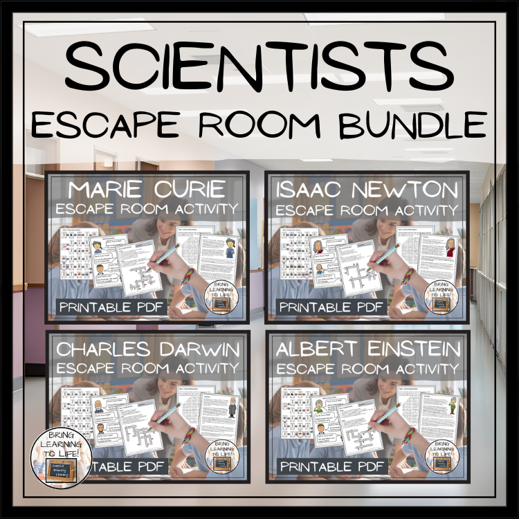 Famous Scientists Escape Room Activity Bundle | 5th & 6th Grade