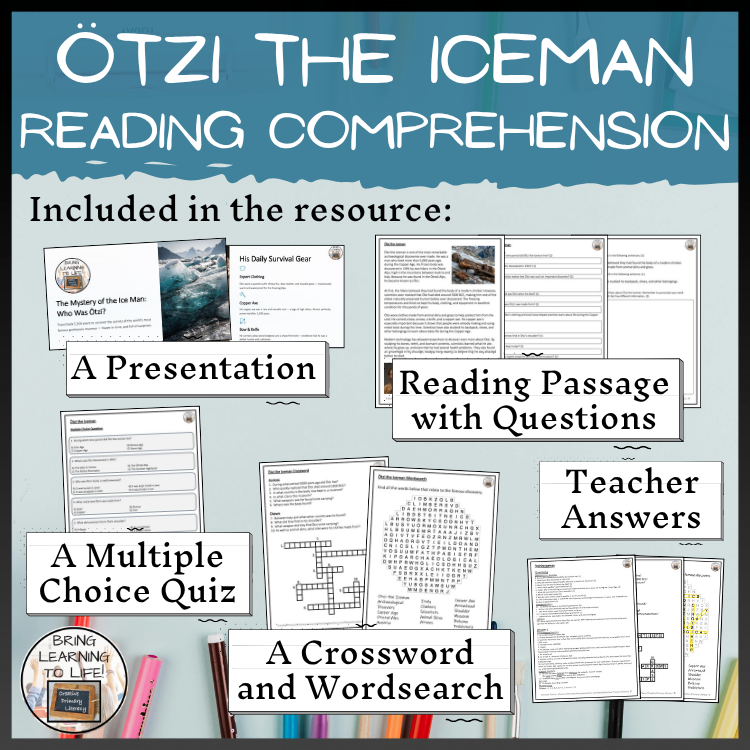 Ötzi the Iceman Close Reading Comprehension Activities | 5th-6th Grade