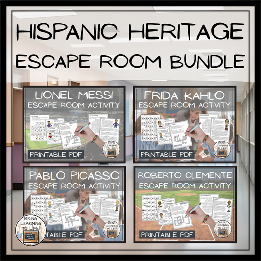 Hispanic Heritage Escape Room Activity Bundle | 5th & 6th Grade