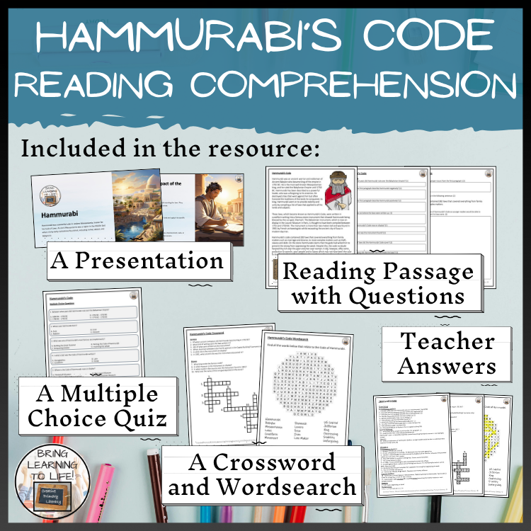 Code of Hammurabi Close Reading Comprehension Activities | 5th Grade & 6th Grade