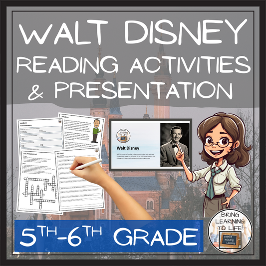 Walt Disney Close Reading Comprehension Activity | 5th Grade & 6th Grade