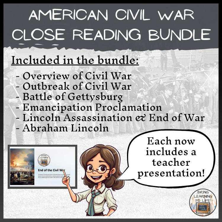 American Civil War Close Reading Activity Bundle | 5th & 6th Grade