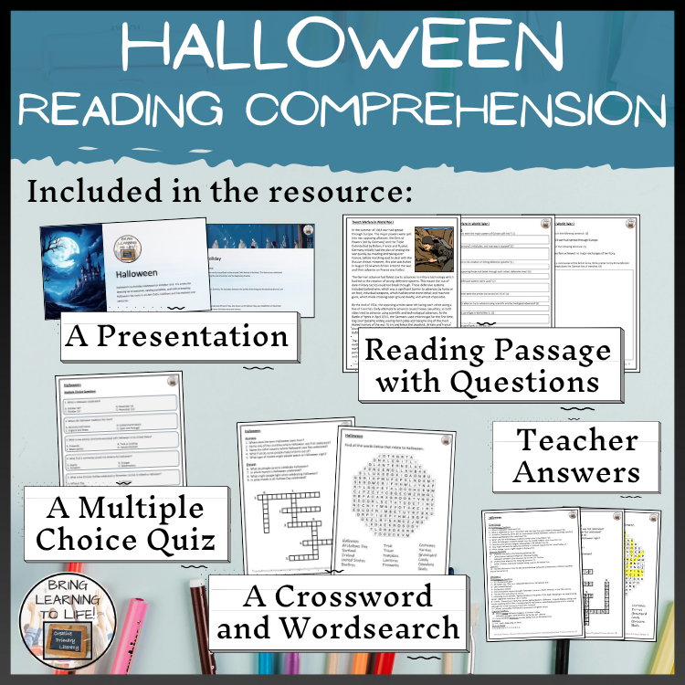 Halloween Close Reading Comprehension Activities | 5th Grade & 6th Grade