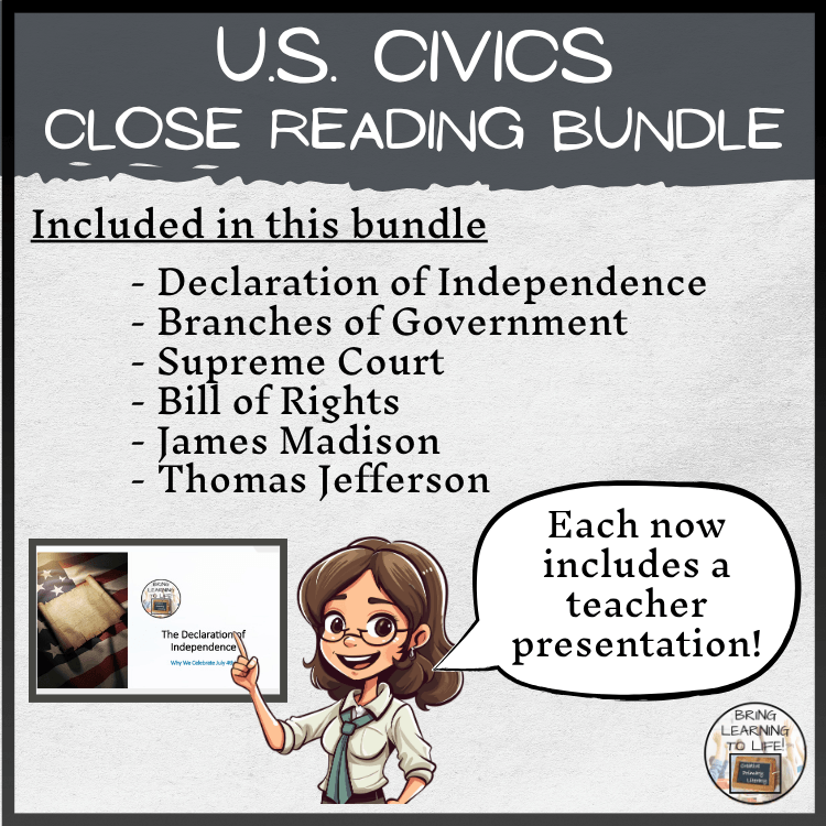 Civics Close Reading Bundle | U.S. Government | 5th & 6th Grade