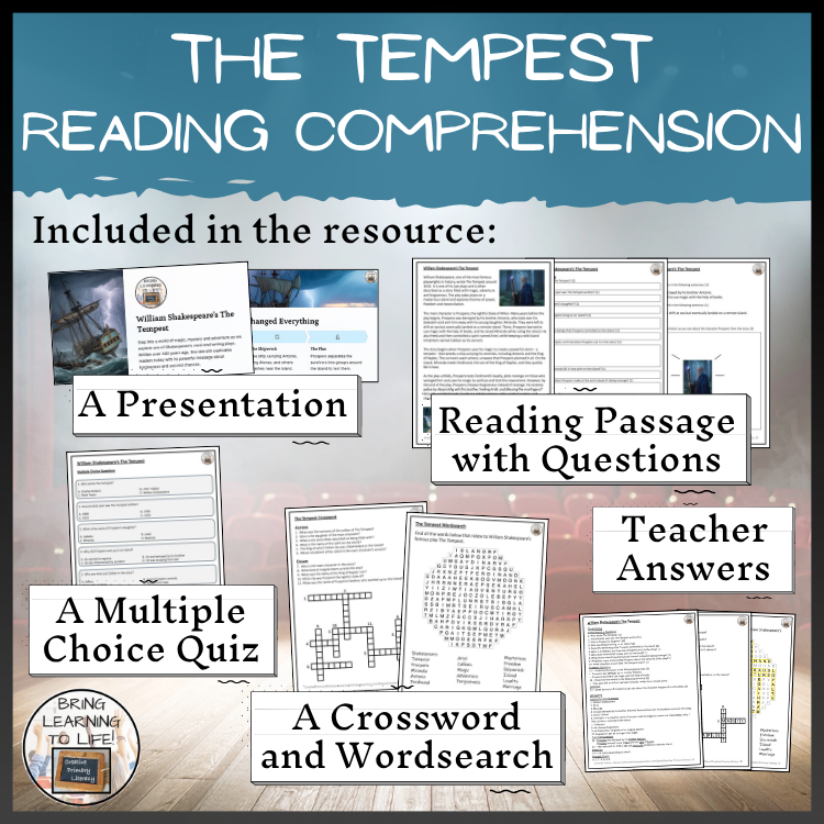 The Tempest Close Reading Comprehension Activities | 5th Grade & 6th Grade