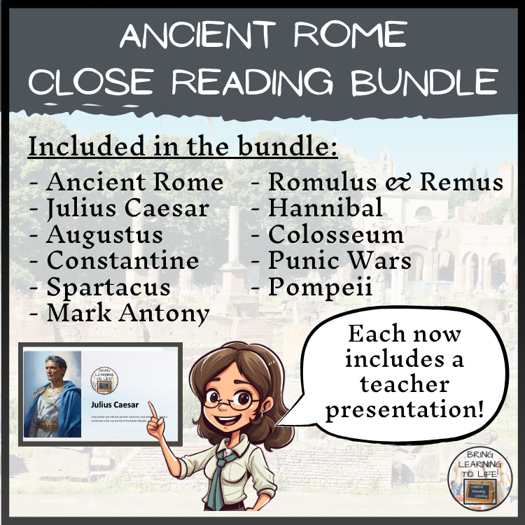 Ancient Rome Close Reading Comprehension Activity Bundle | 5th Grade & 6th Grade