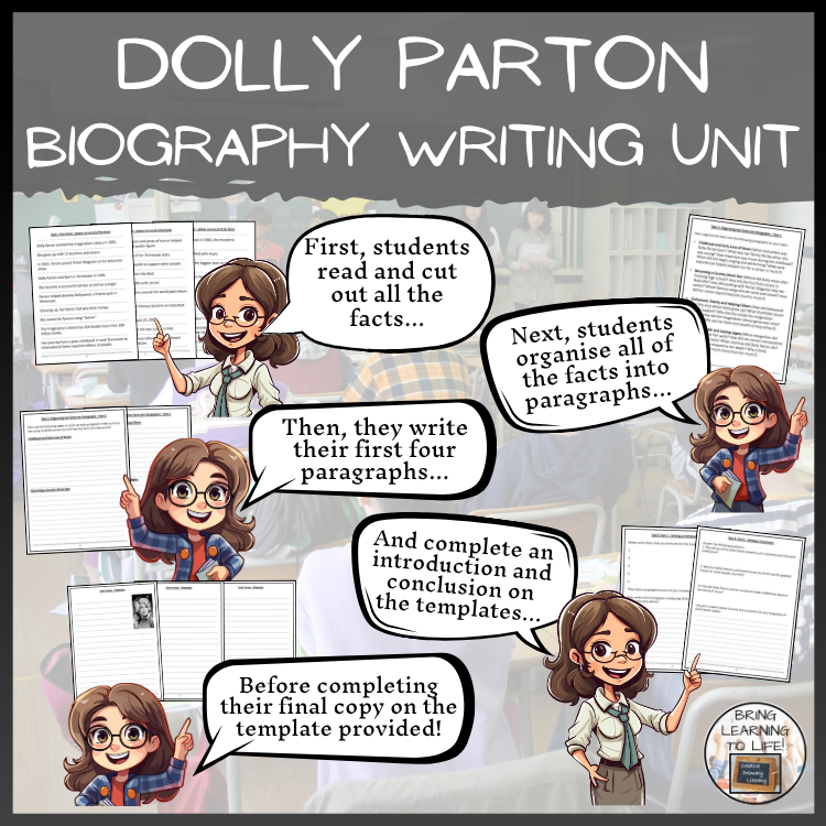 Dolly Parton Reading & Biography Writing Bundle | 5th & 6th Grade